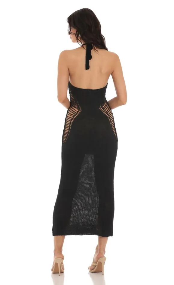 Crochet Plunge Neck Maxi Dress Black Women LUCY IN THE SKY Maxi Dresses Crochet Plunge Neck Maxi Dress Black Women LUCY IN THE SKY Maxi Dresses
