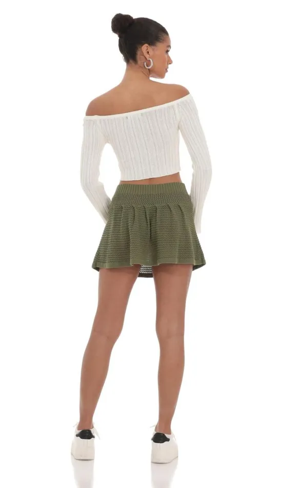 Crochet Skirt Olive Green Women LUCY IN THE SKY Skirts Crochet Skirt Olive Green Women LUCY IN THE SKY Skirts