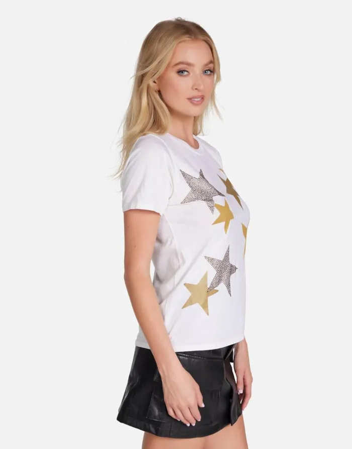 Croft Gold Crystal Multi Stars Milk Women Lauren Moshi Short Sleeve