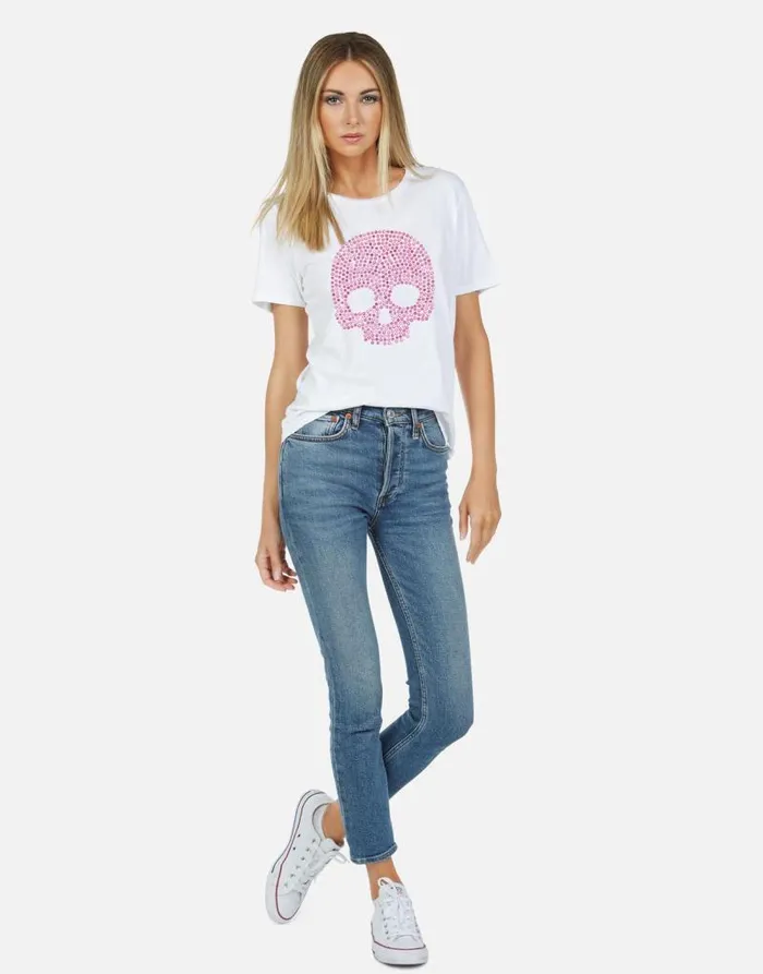 Croft X Pink Stud Skull White Women Lauren Moshi Hoodies