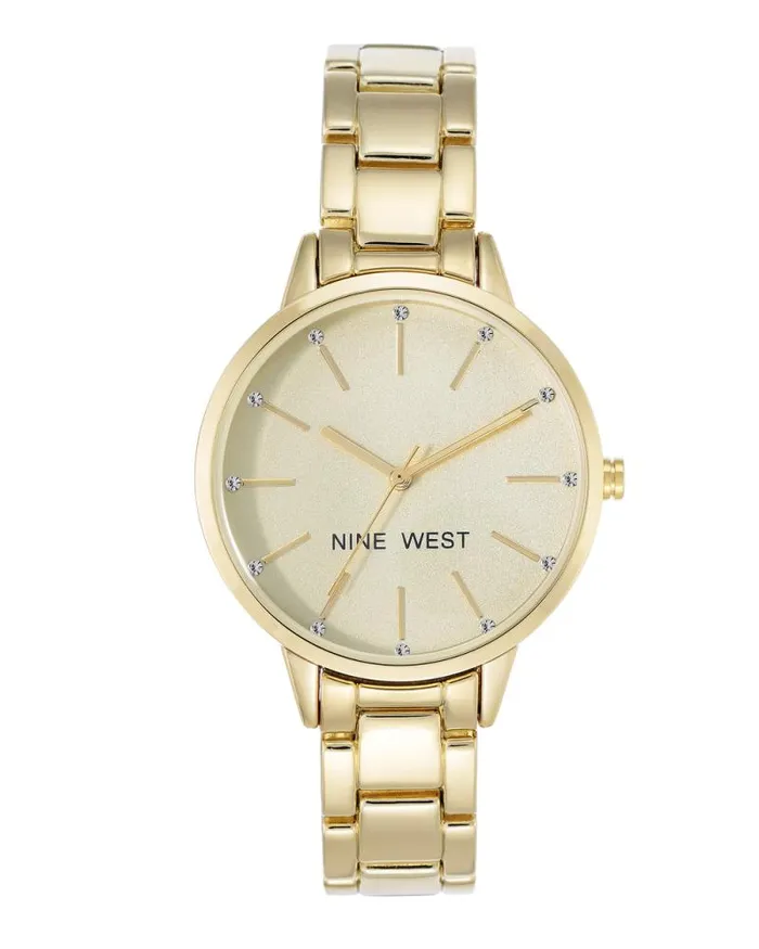 Crystal Accented Bracelet Watch Goldtone Women Nine West Straps