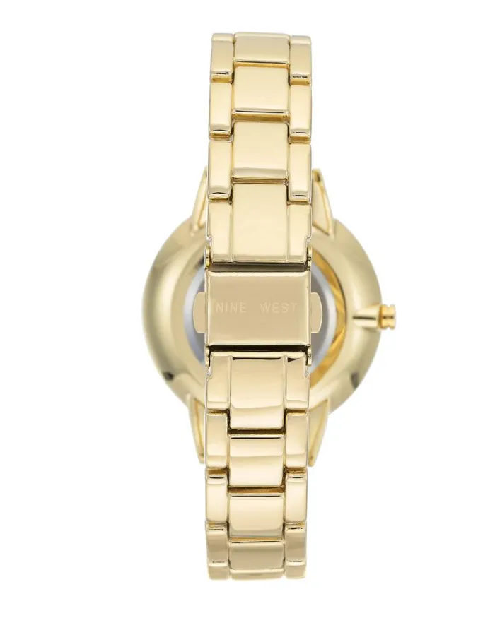 Crystal Accented Bracelet Watch Goldtone Women Nine West Straps Crystal Accented Bracelet Watch Goldtone Women Nine West Straps
