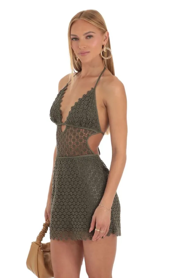Cut Out Dress Green Women LUCY IN THE SKY Mini Dresses Cut Out Dress Green Women LUCY IN THE SKY Mini Dresses