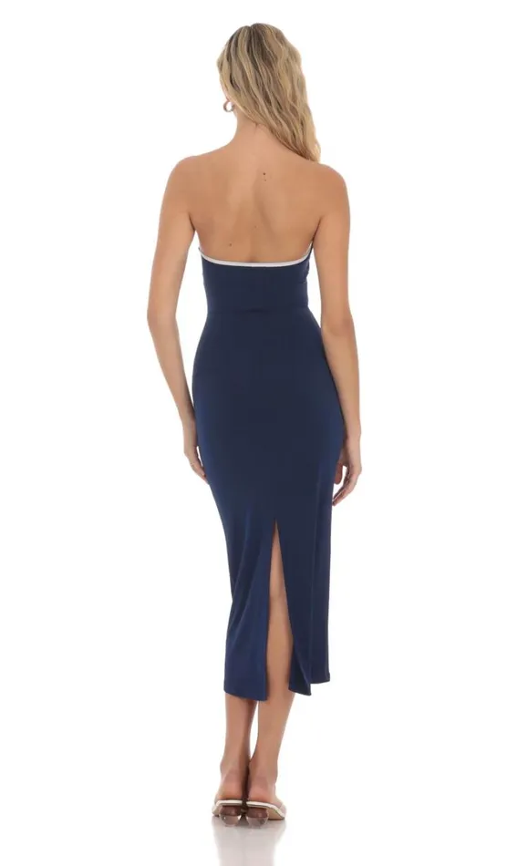 Cutout Strapless Midi Dress Navy Women LUCY IN THE SKY Midi Dresses Cutout Strapless Midi Dress Navy Women LUCY IN THE SKY Midi Dresses