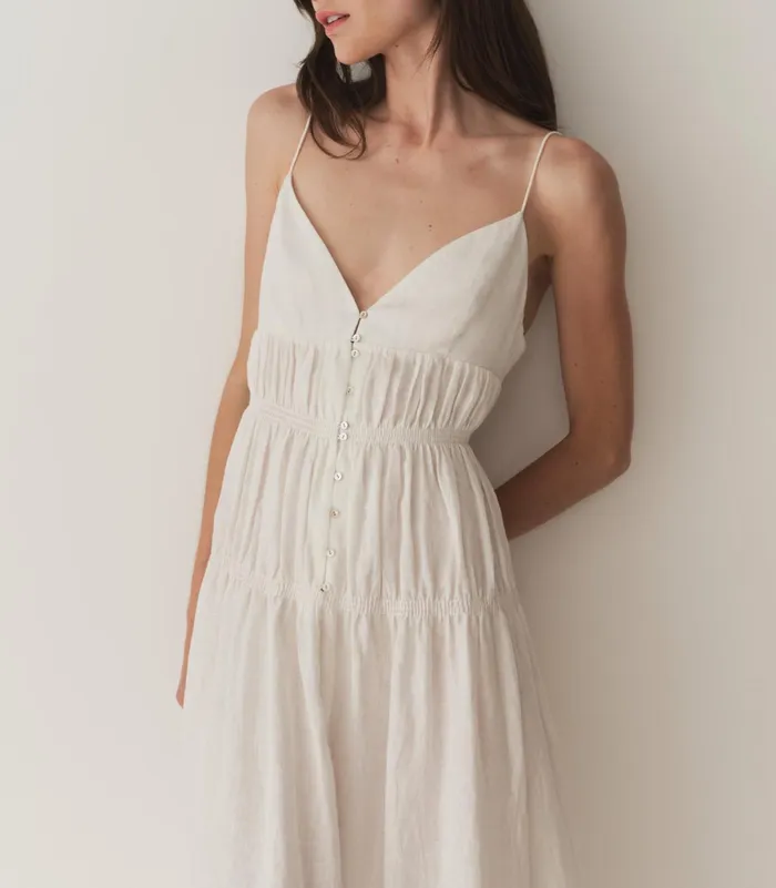 DEN Dresses Women Irina Linen Dress Salt
