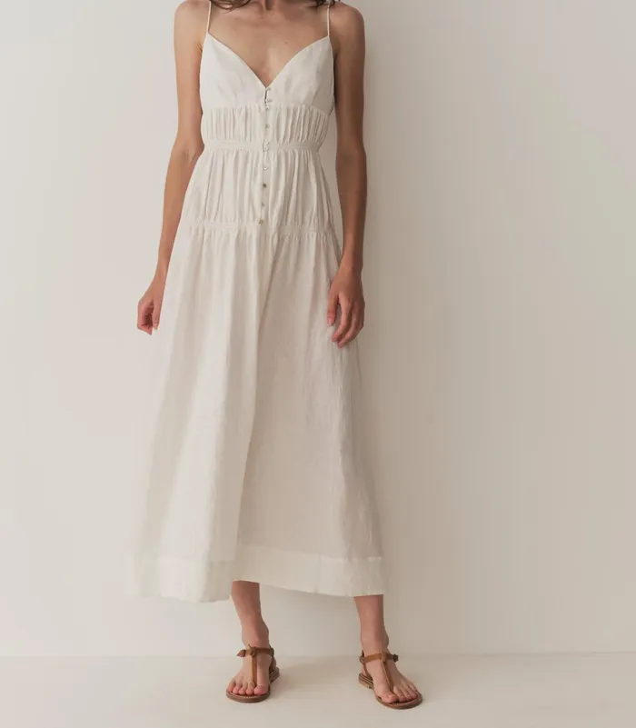 DEN Dresses Women Irina Linen Dress Salt DEN Dresses Women Irina Linen Dress Salt
