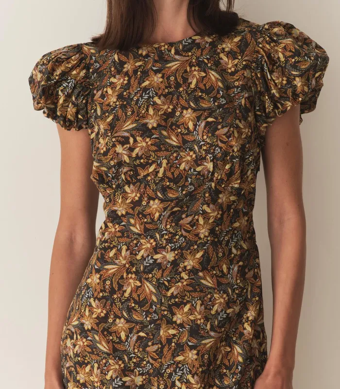 DEN Dresses Women Rhodia Dress Noir Narcissus Floral