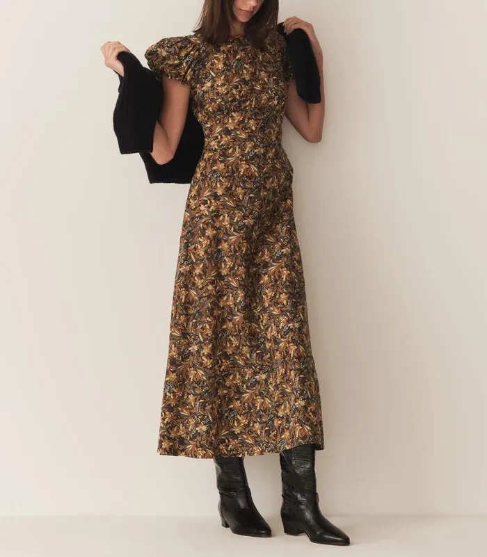 DEN Dresses Women Rhodia Dress Noir Narcissus Floral DEN Dresses Women Rhodia Dress Noir Narcissus Floral