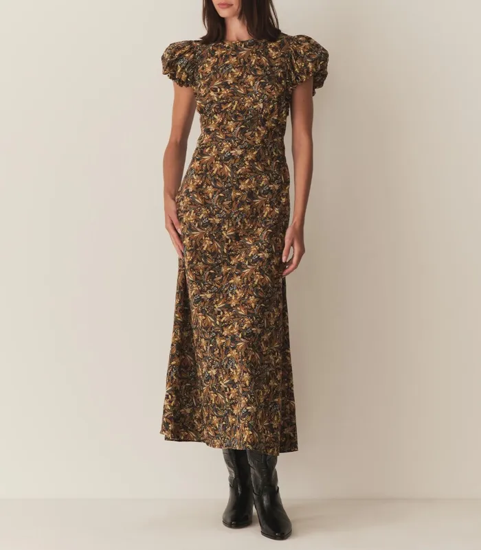 DEN Dresses Women Rhodia Dress Noir Narcissus Floral DEN Dresses Women Rhodia Dress Noir Narcissus Floral