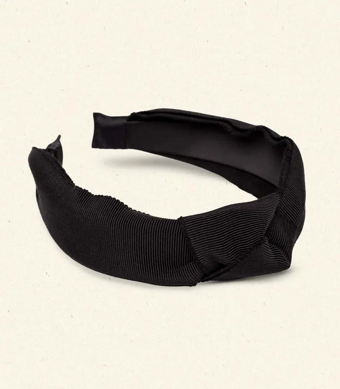 DEN Hair Accessories Women Blanche Knotted Headband Black Grosgrain DEN Hair Accessories Women Blanche Knotted Headband Black Grosgrain