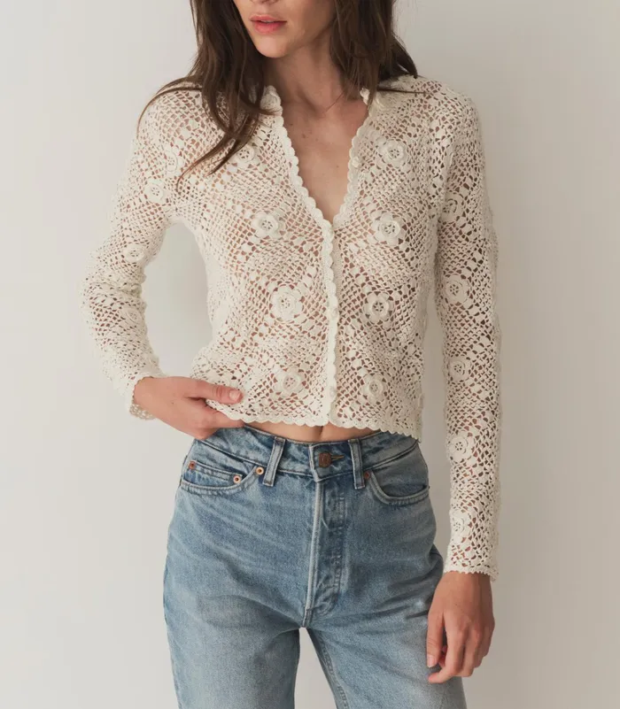 DEN Knitwear Women Ottoline Cardigan Pearl DEN Knitwear Women Ottoline Cardigan Pearl