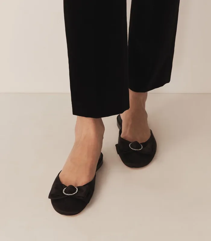 DEN Shoes Women Tilly Mule Black Satin