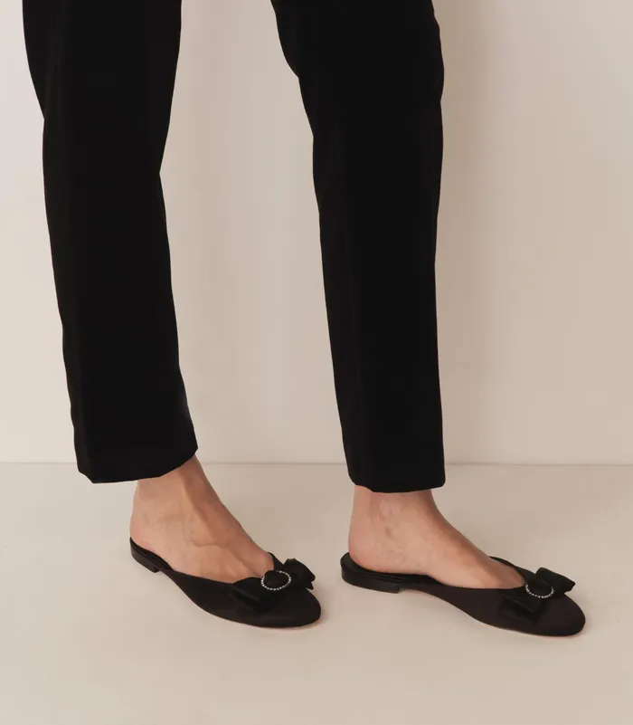 DEN Shoes Women Tilly Mule Black Satin