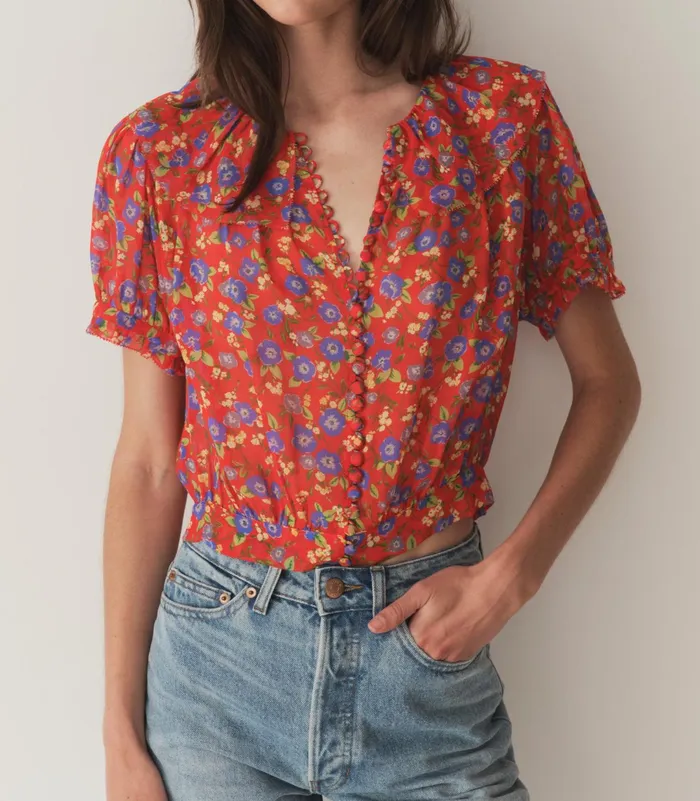 DEN Tops Women Anaise Top Red Dayflower Meadow