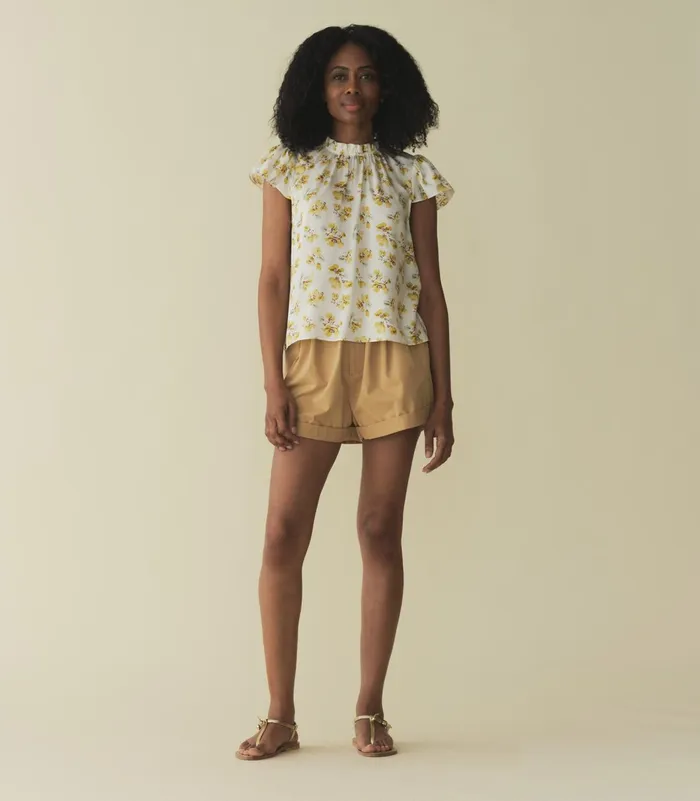 DEN Tops Women Yvie Top Gold Frolicking Floral DEN Tops Women Yvie Top Gold Frolicking Floral