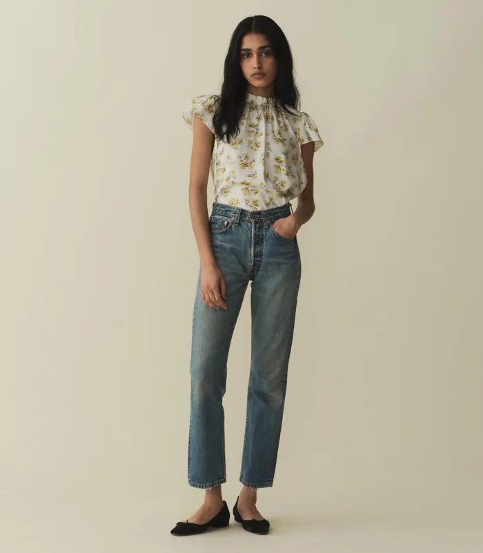 DEN Tops Women Yvie Top Gold Frolicking Floral DEN Tops Women Yvie Top Gold Frolicking Floral