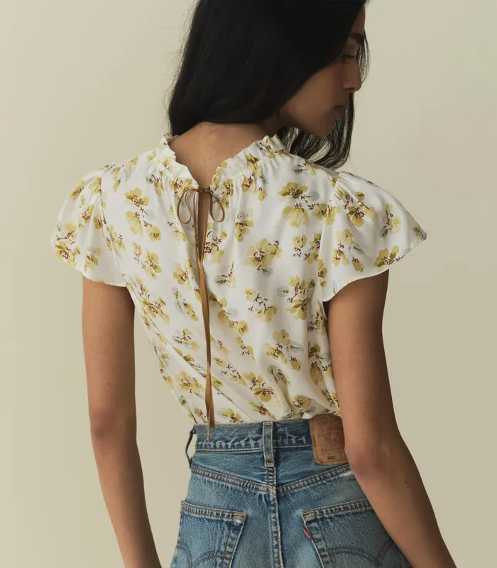 DEN Tops Women Yvie Top Gold Frolicking Floral DEN Tops Women Yvie Top Gold Frolicking Floral