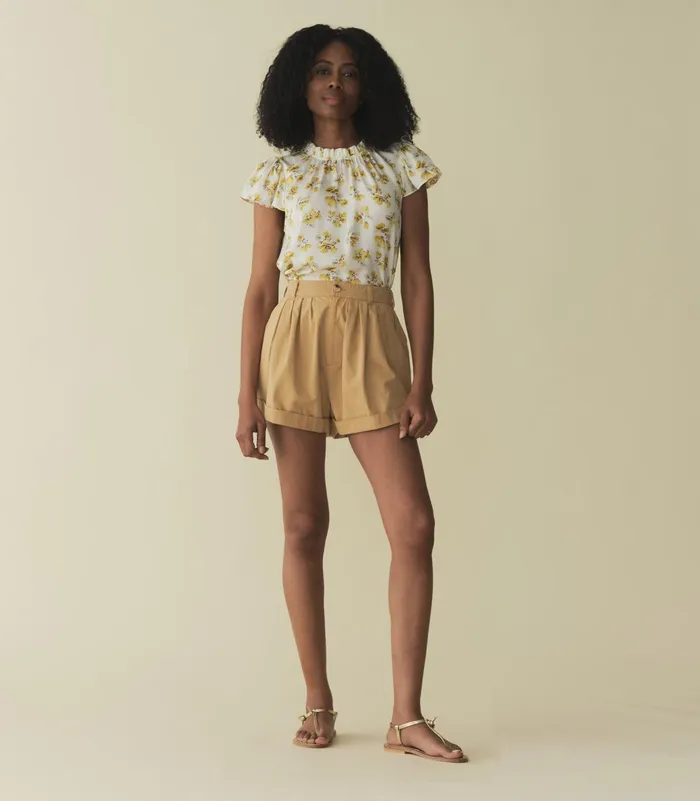 DEN Tops Women Yvie Top Gold Frolicking Floral DEN Tops Women Yvie Top Gold Frolicking Floral