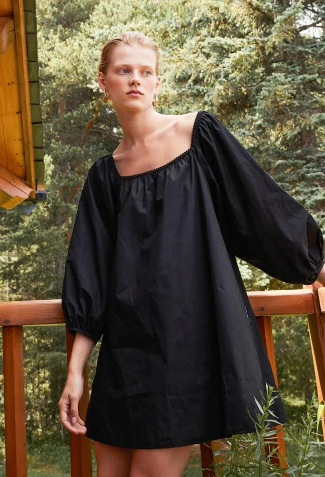 Dali Black Cotton Mini Dress Women Ciao Lucia Black Dresses