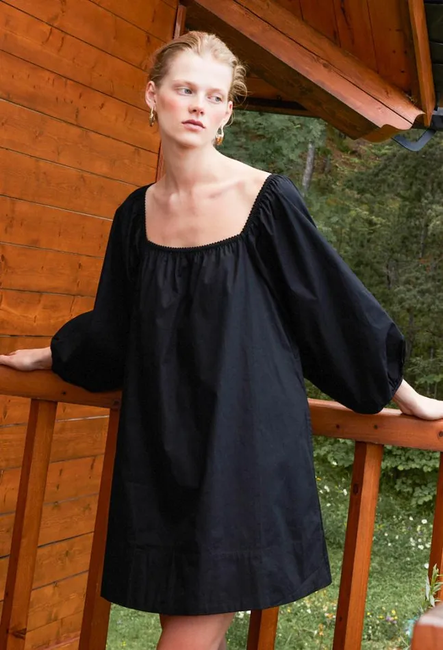 Dali Black Cotton Mini Dress Women Ciao Lucia Black Dresses