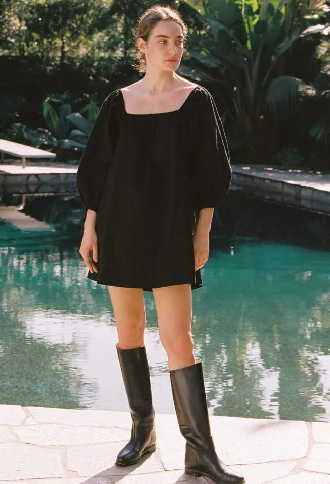Dali Black Cotton Mini Dress Women Ciao Lucia Black Dresses