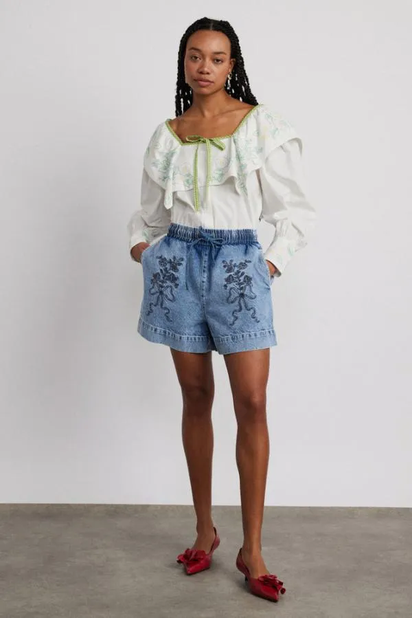 Damson Madder Bottoms Women Rafe Shorts 8211 Bow Embroidery