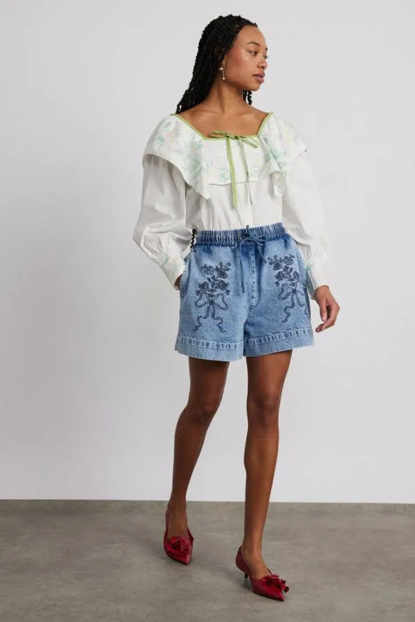 Damson Madder Bottoms Women Rafe Shorts 8211 Bow Embroidery