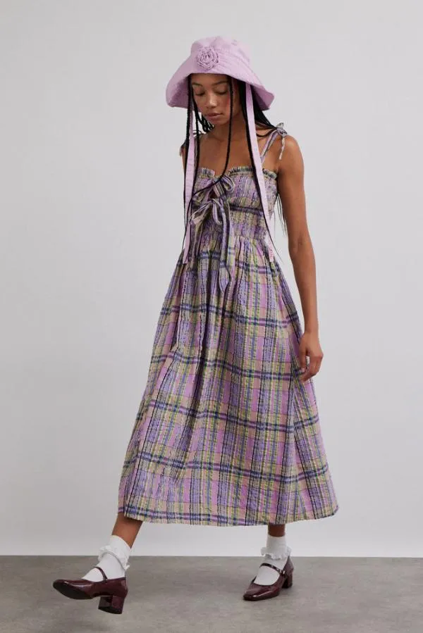 Damson Madder Coords Women Hettie Midi Dress 8211 Cindy Check