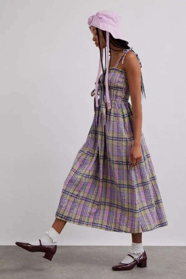 Damson Madder Coords Women Hettie Midi Dress 8211 Cindy Check