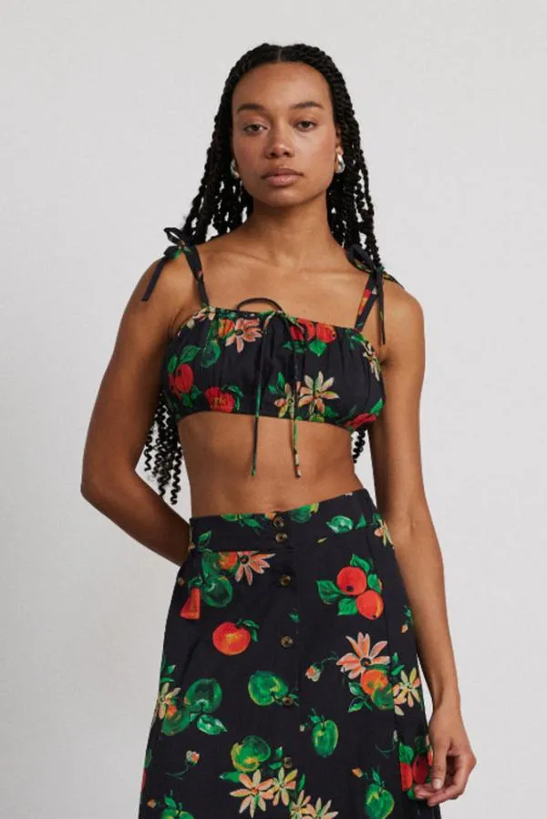 Damson Madder Coords Women Karmen Ruche Bralet 8211 Apple Print