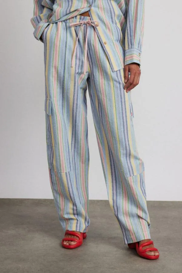 Damson Madder Coords Women Sicily Rocket Cargo Trousers 8211 Multi Stripe