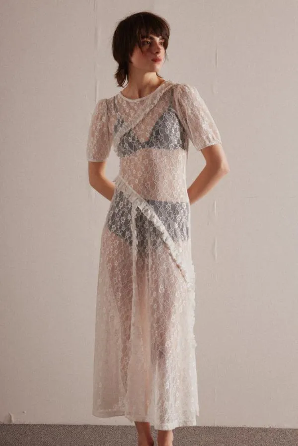 Damson Madder Dresses Women Leila White Flower Lace Dress