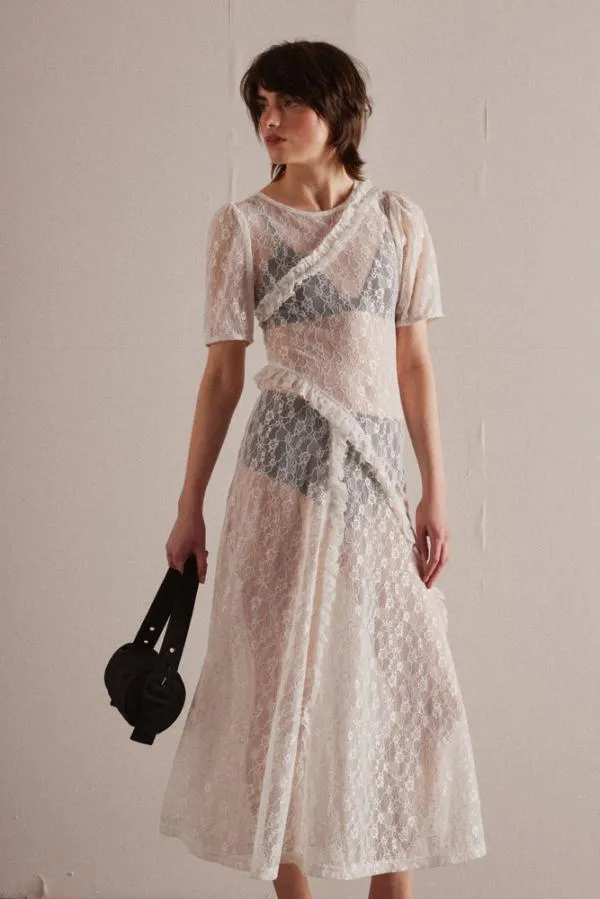 Damson Madder Dresses Women Leila White Flower Lace Dress