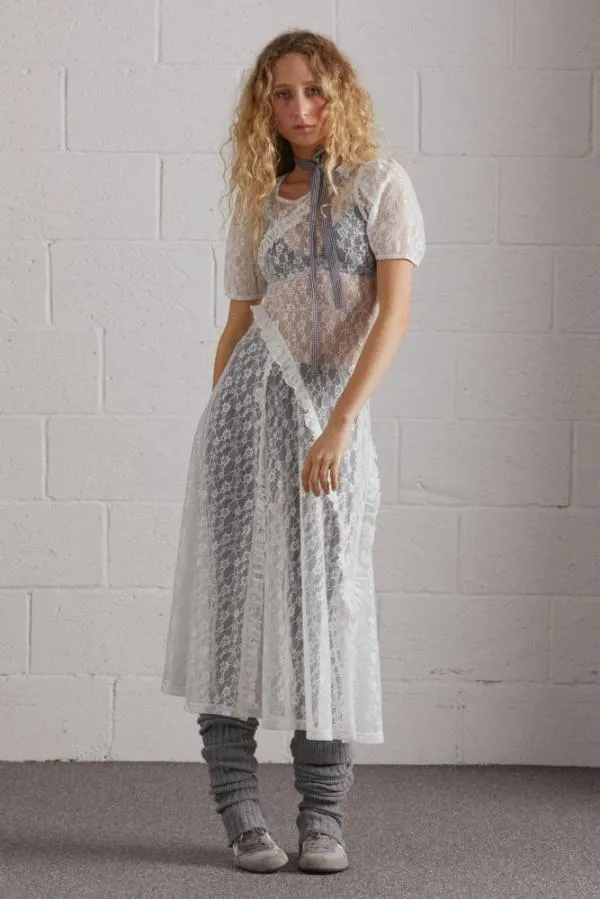 Damson Madder Dresses Women Leila White Flower Lace Dress
