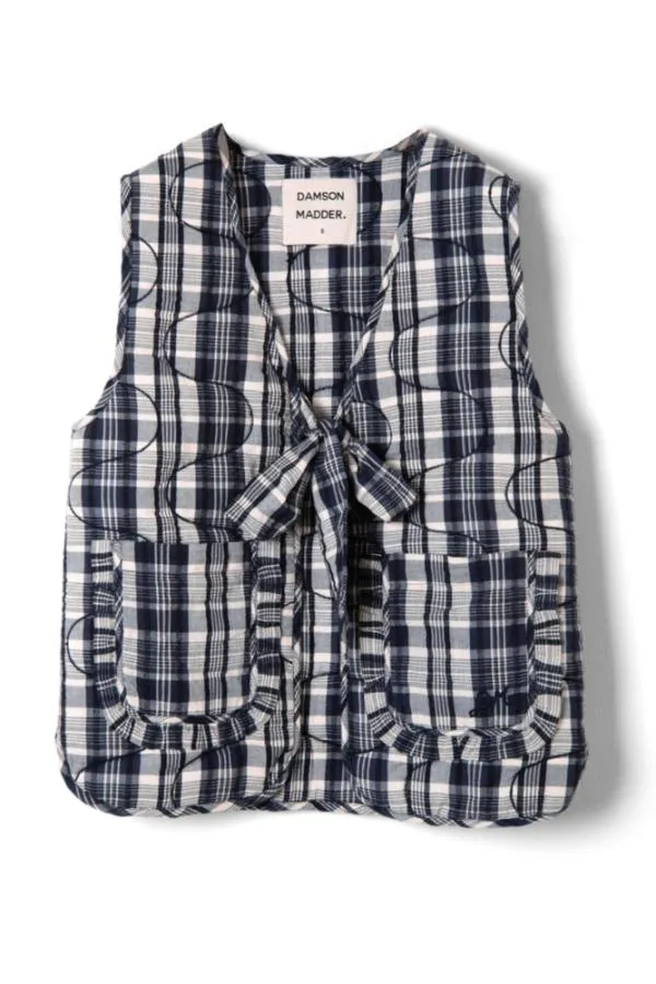 Damson Madder Gilets Women Arte Tie Gilet 8211 Navy Check