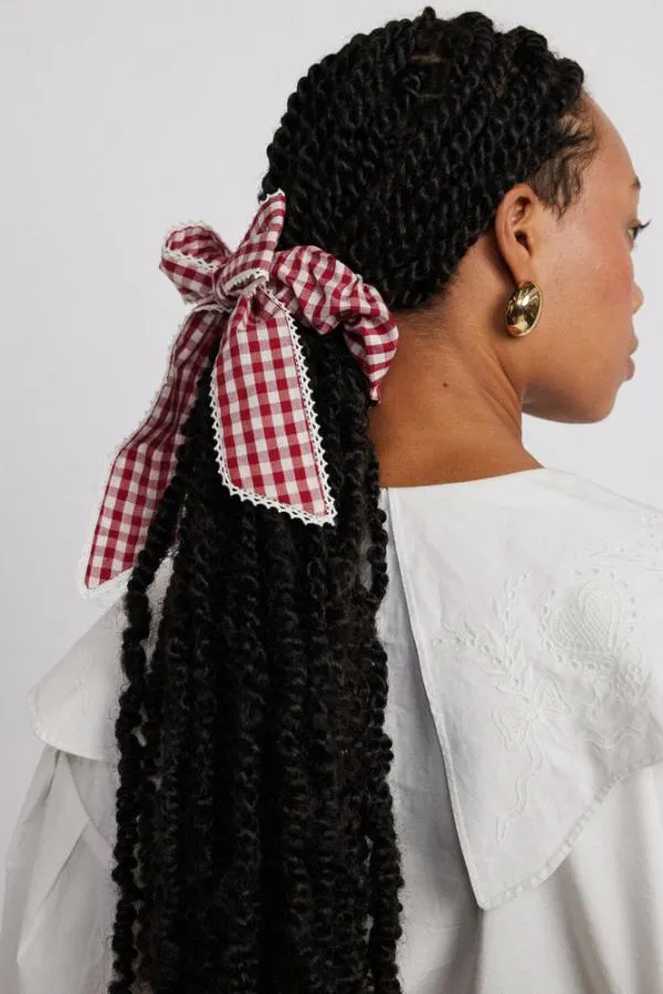 Damson Madder Hair Accessories Accessories Check Bow Scrunchie 8211 Red Gingham