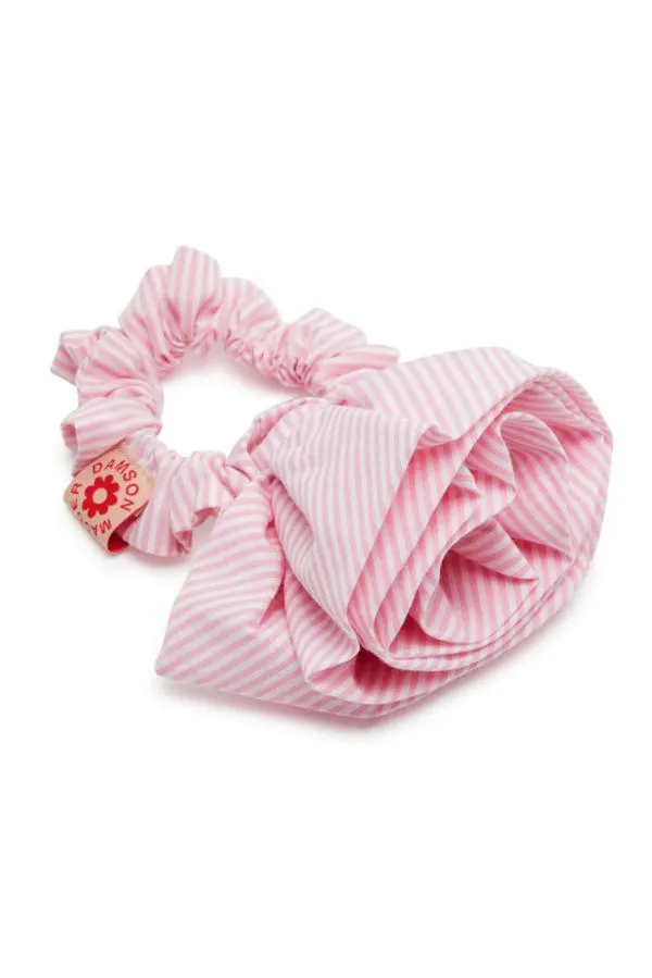 Damson Madder Hair Accessories Accessories Rosette Scrunchie In Pink Stripe
