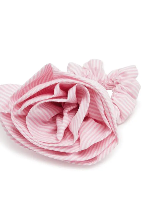 Damson Madder Hair Accessories Accessories Rosette Scrunchie In Pink Stripe