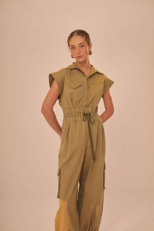 Dark Green Utility Jumpsuit Women FARM Rio Jumpsuits