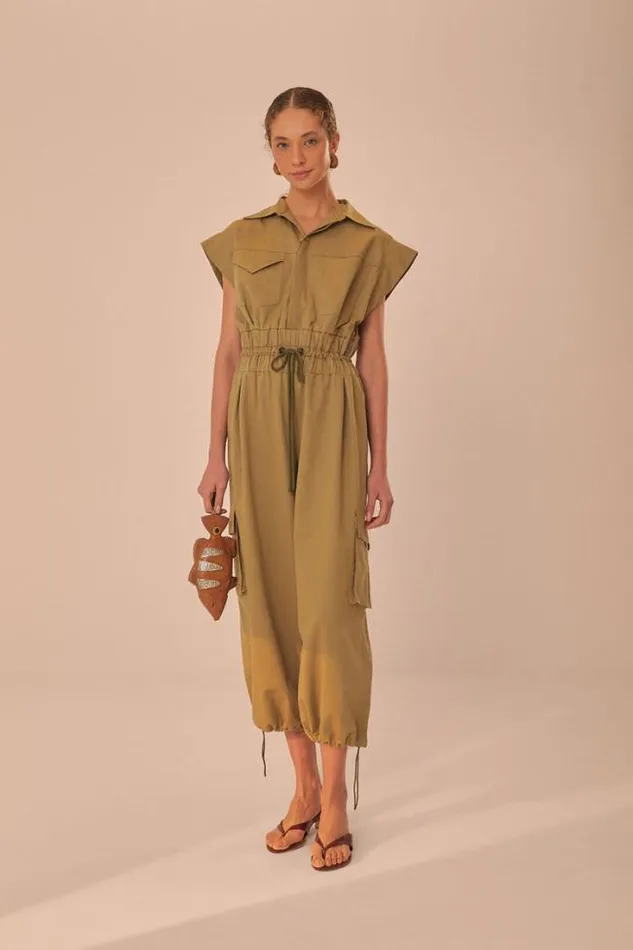 Dark Green Utility Jumpsuit Women FARM Rio Jumpsuits