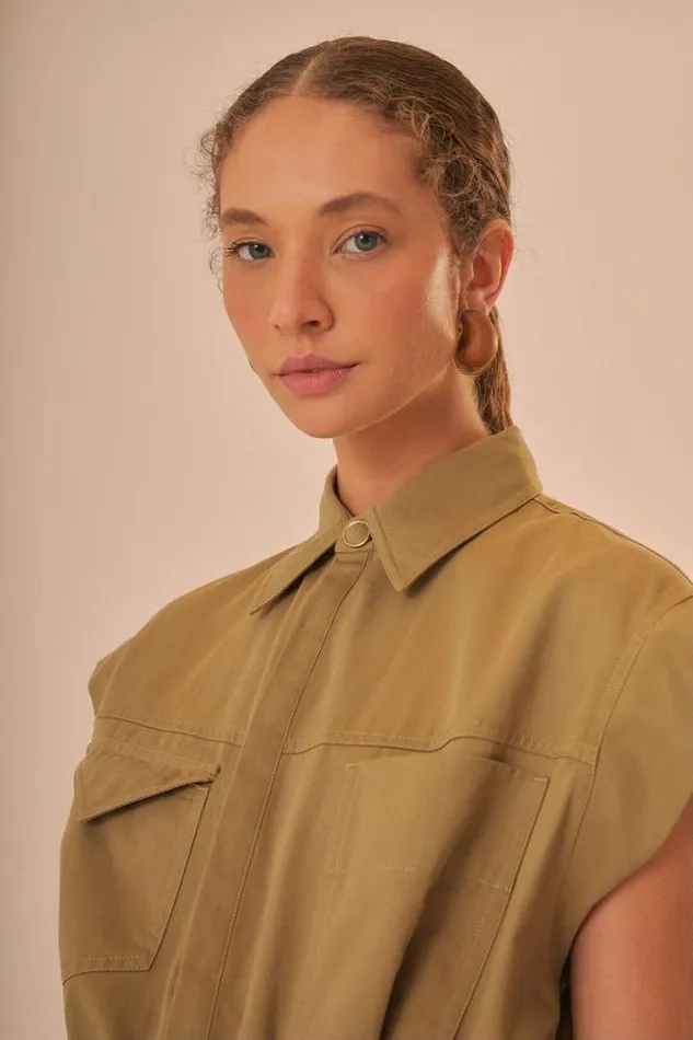 Dark Green Utility Jumpsuit Women FARM Rio Jumpsuits