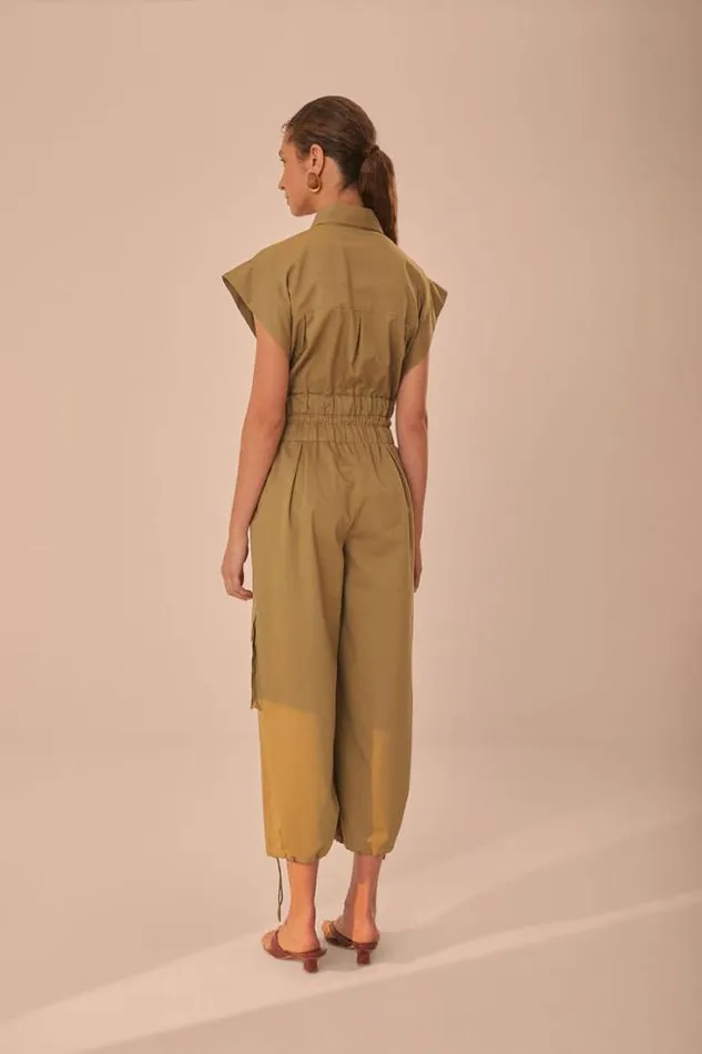 Dark Green Utility Jumpsuit Women FARM Rio Jumpsuits