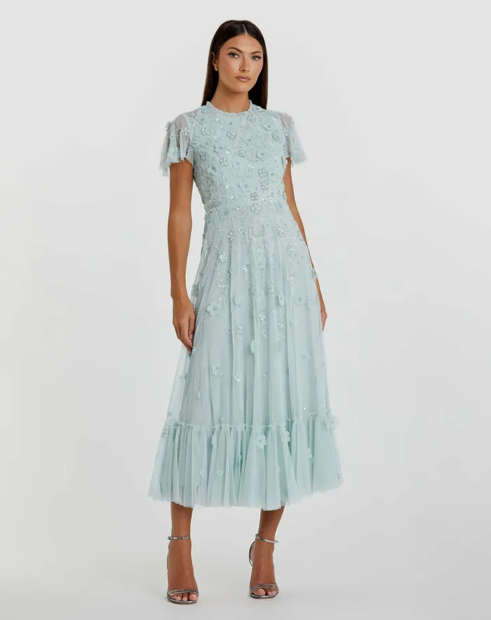 Daytime Dresses Embellished High Neck Cap Sleeve A Line Dress Powder Blue Mac Duggal Women Daytime Dresses Embellished High Neck Cap Sleeve A Line Dress Powder Blue Mac Duggal Women
