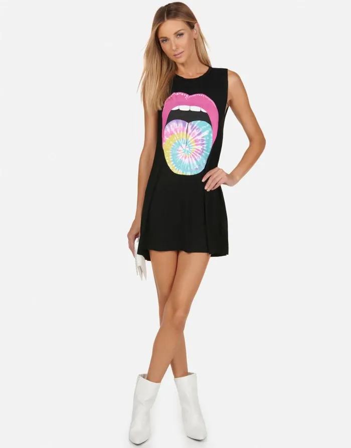 Deanna Tie Dye Tongue Black Women Lauren Moshi Dresses