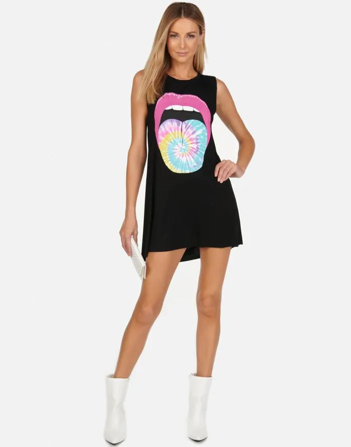 Deanna Tie Dye Tongue Black Women Lauren Moshi Dresses