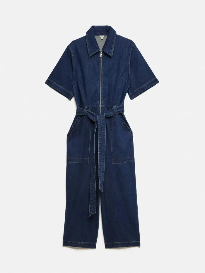 Denim Zip Front Jumpsuit Indigo Women Jigsaw Dresses and Jumpsuits