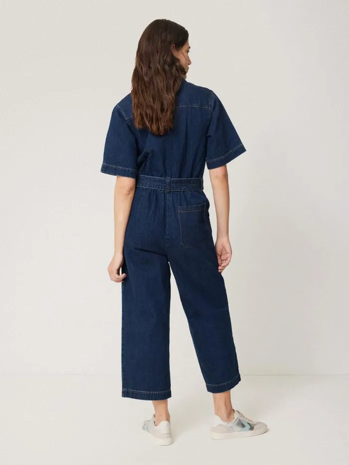 Denim Zip Front Jumpsuit Indigo Women Jigsaw Dresses and Jumpsuits