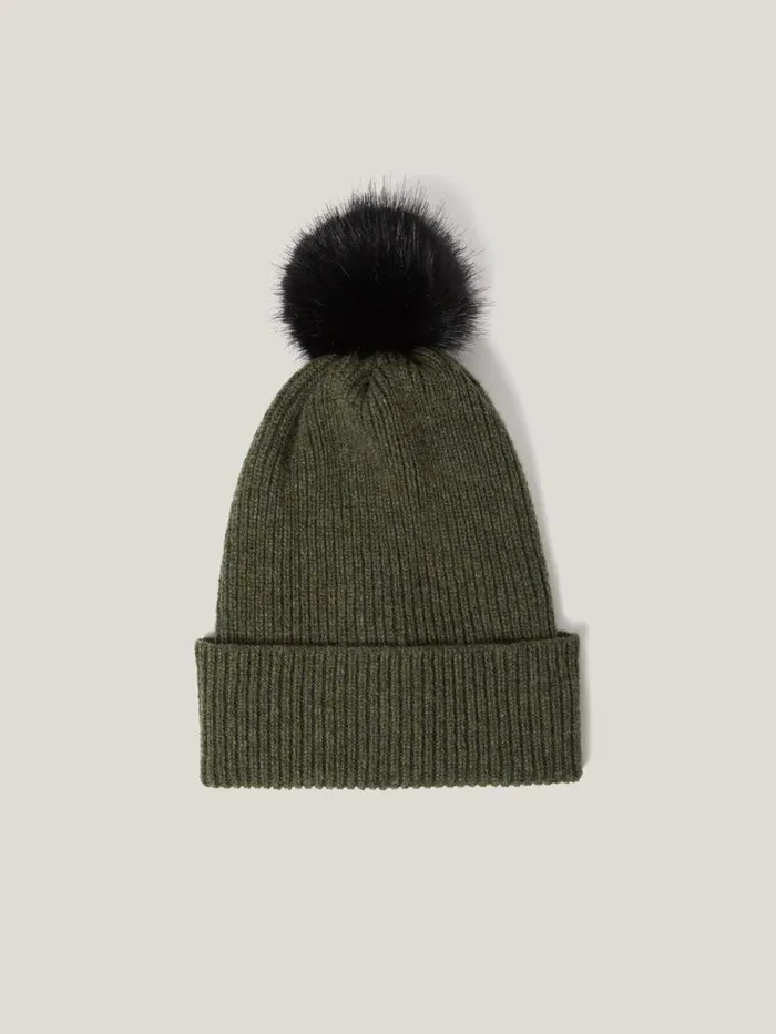 Donegal Pom Hat Green Women Jigsaw Knitwear and Cashmere