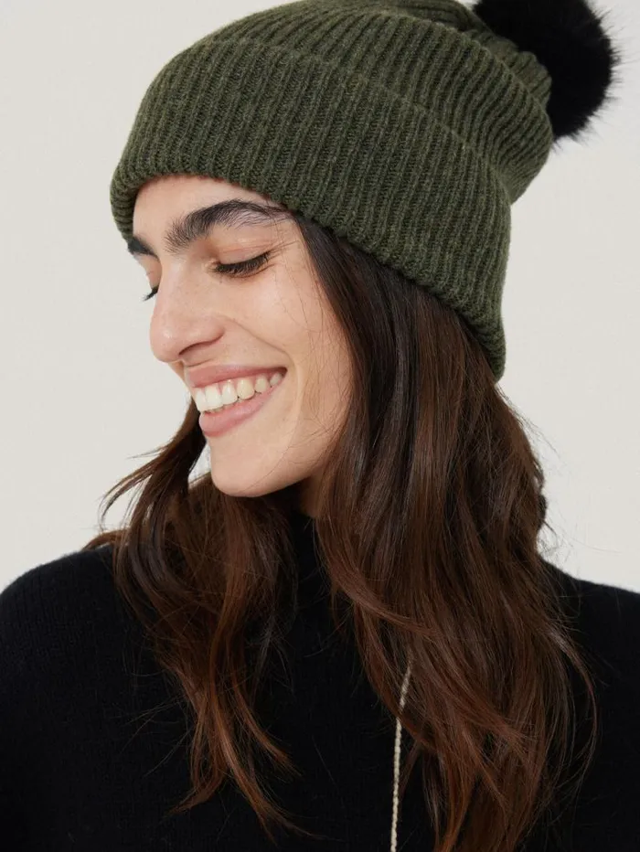 Donegal Pom Hat Green Women Jigsaw Knitwear and Cashmere