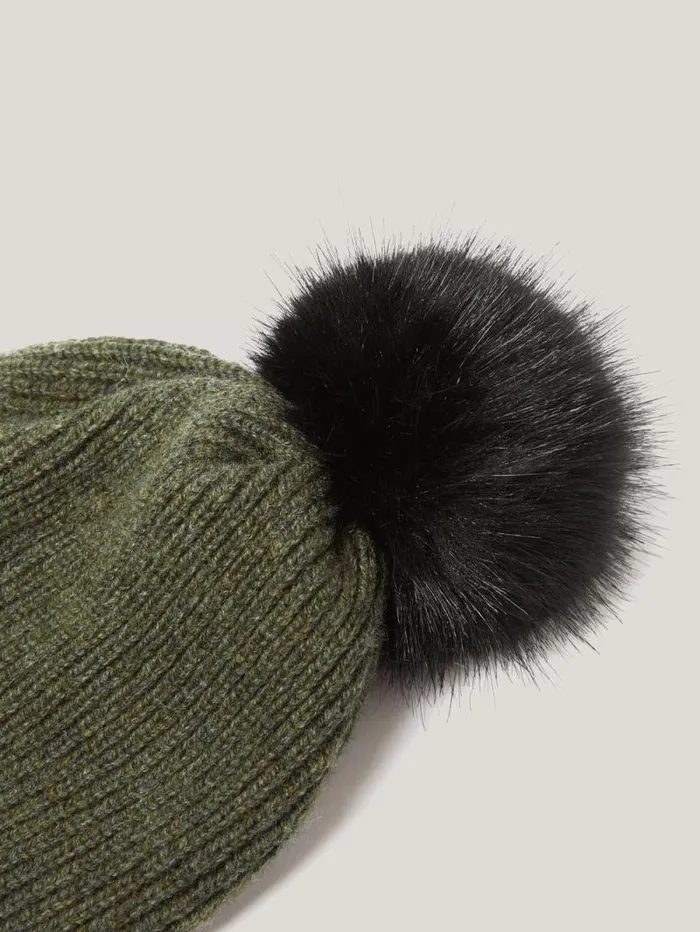 Donegal Pom Hat Green Women Jigsaw Knitwear and Cashmere